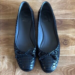 Stuart Weitzman black python ballet flats